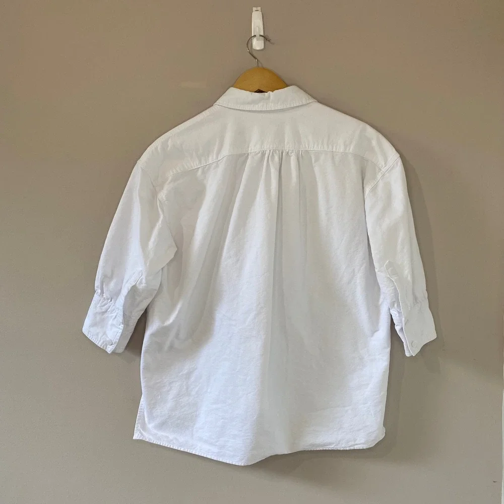 Pomander Place White Oxford Adair Boyfriend Shirt Cotton Oversized Button Up XS